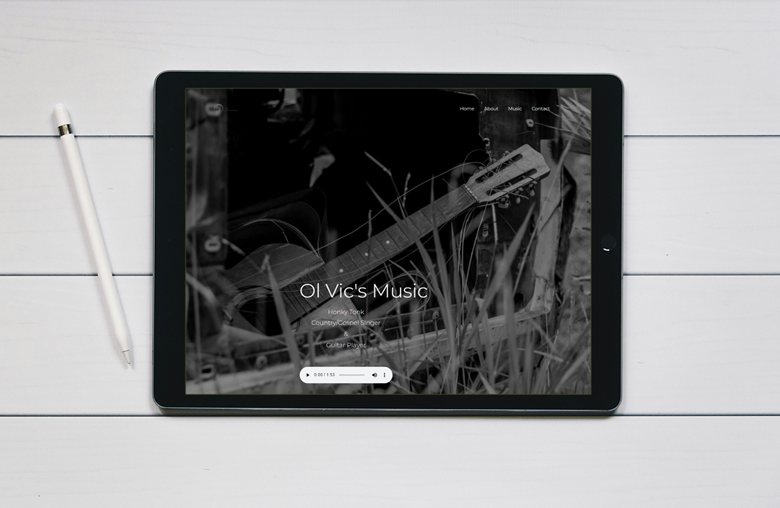 Desktop view of Ol Vic's Music website